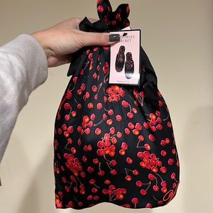 Victoria's Secret Satin Faux Fur Trimmed Slippers